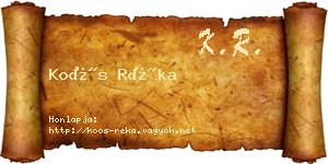 Koós Réka névjegykártya